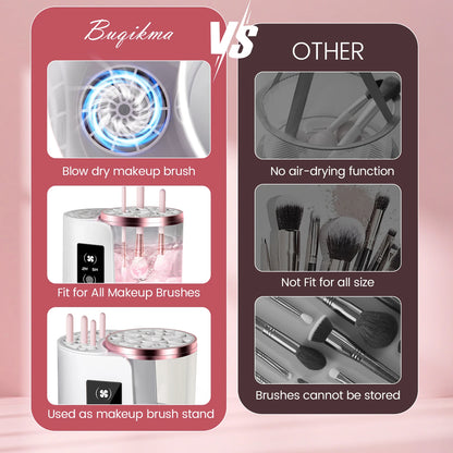3 IN 1 Electric Makeup Brush Cleaner Machine With Makeup Brush Dryer-Holder-Portable Automatic USB Cosmetic Brushes Cleaner Tool