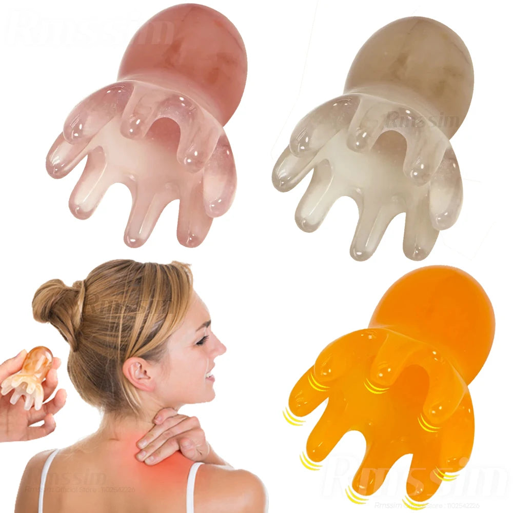 Resin Octopus Massage Comb Scalp Acupuncture GuaSha SPA Meridian Fatigue Relief
