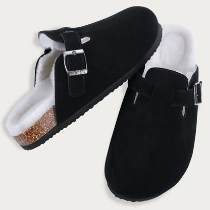 Bebealy Fashion Suede Clogs Slippers Women Clogs Slippers Cork Footbed Women Mules Nonslip Beach Sandals With Arch Support Slide