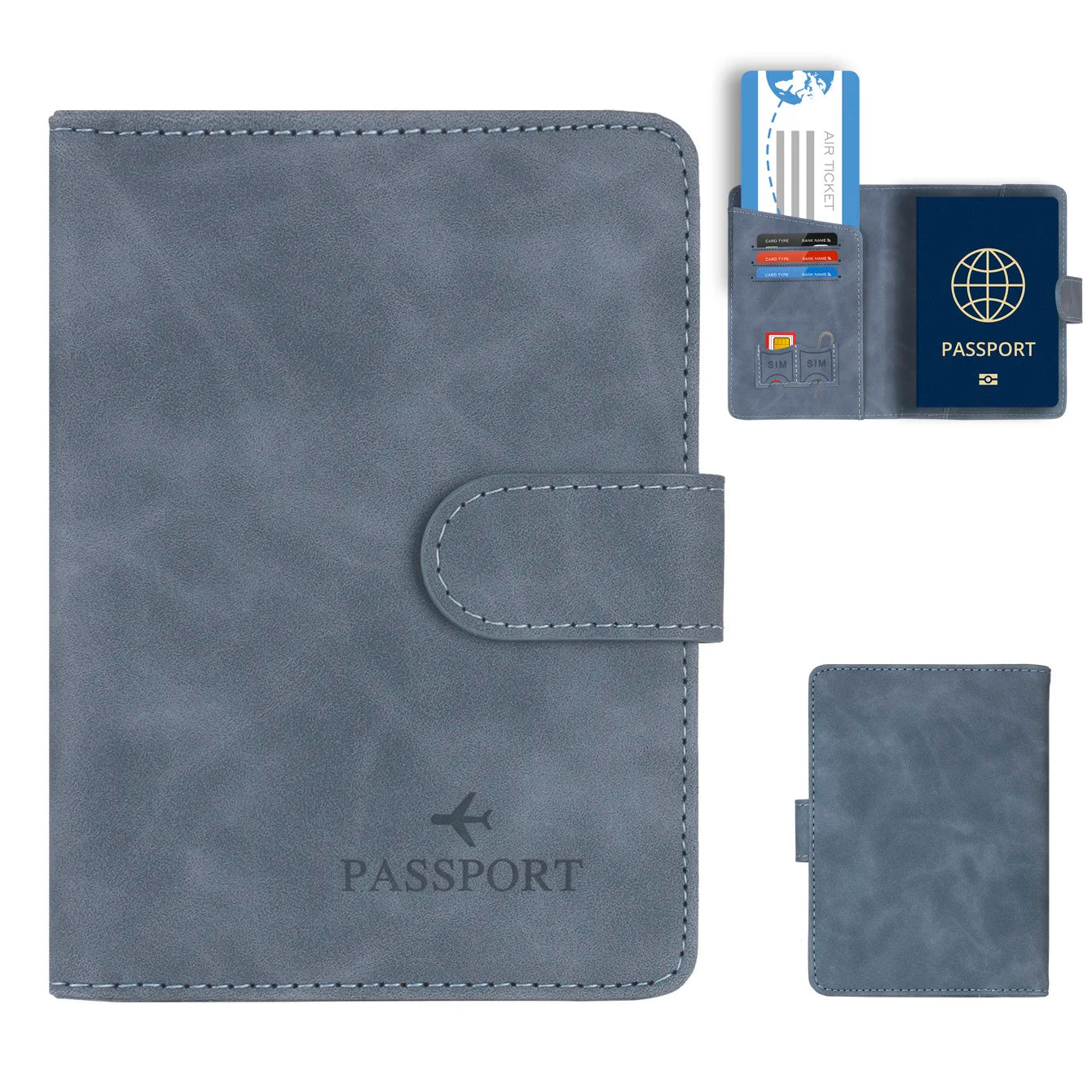 RFID Passport Holder Cover Wallet – Leather Travel Card Case for Men & Women