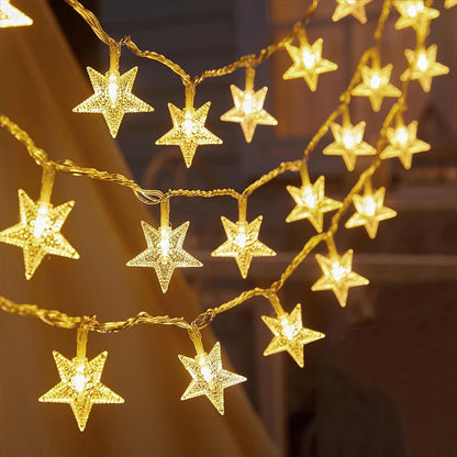 1.5-10meters 2025 Christmas String Lights Star Snowflake LED Light String Xmas Party Supplies Home Decoration