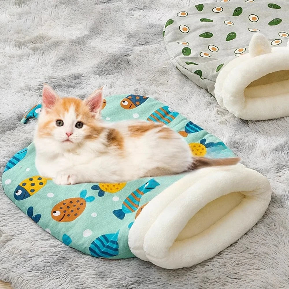 Cat Sleeping Bag Winter Soft Fluffy Thickened Pet Pocket Nest Bed Kitten Puppy Comfortable Warm Nest for Small Medium Dogs Cats