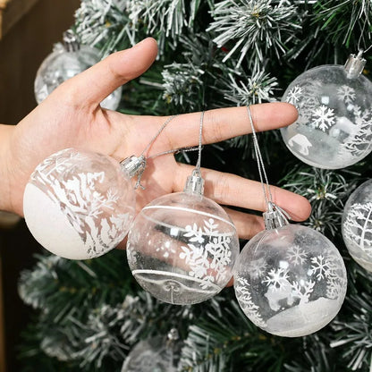 Transparent White Snow Ball Christmas Balls Pendant Xmas Tree Decoration Clear Baubles Hanging Ornament New Year Party Supply