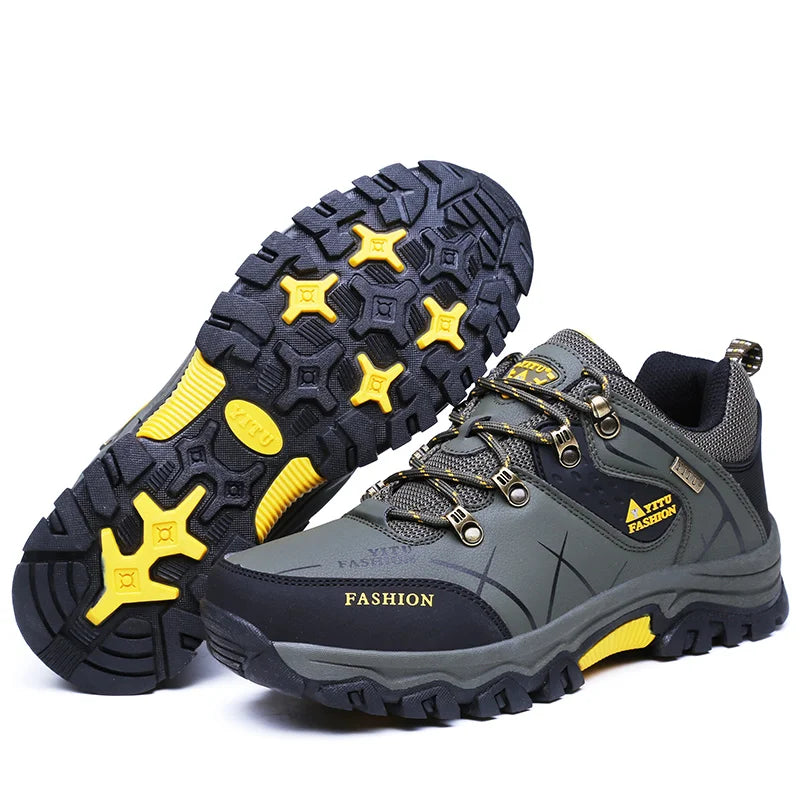 New Leather Sneakers Breathable Men Casual Shoes Comfortable Walking Shoes Non-Slip Outdoors Hiking Shoes Fashion Men's Shoes