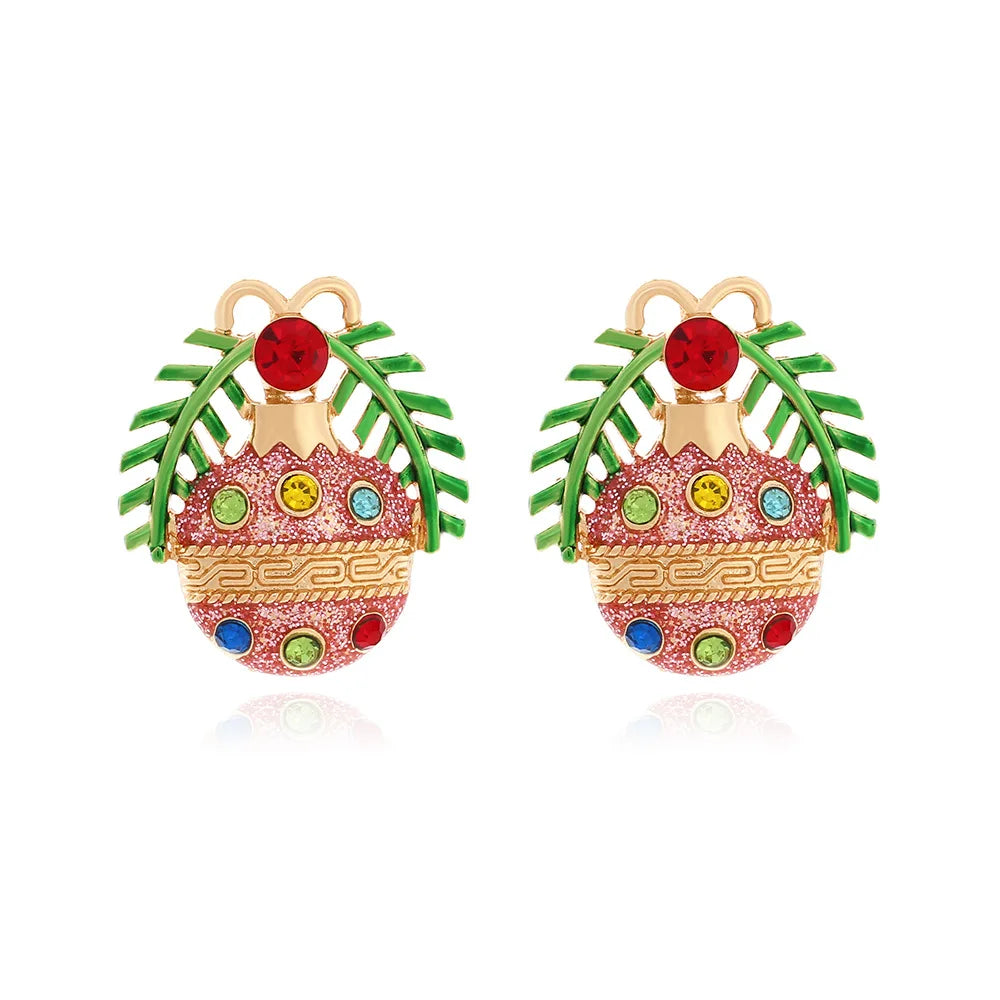 Christmas Jewelry Rhinestones Elk Earrings Christmas tree Drop Earrings for Woman Xmas Accessories Ear Studs Gifts