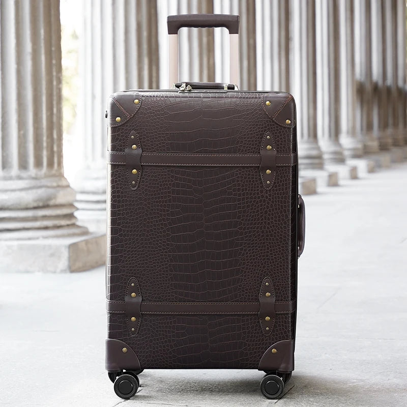 Urecity Vintage Luggage Set Retro Suitcase For Men&Women Business Luggage for Travel Rolling Suitcase With Handbag 14Inches