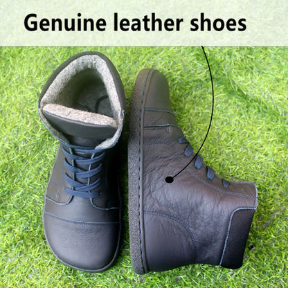 Barefoot Leather Boots With Wool Linning Inside For Women  man Zero Drop Wider Toes Box