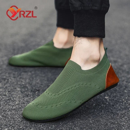 YRZL Loafers Men Soft Driving Moccasins High Quality Flats Male Walking Shoes Breathable Mesh Casual Loafers Slip on Mens Shoes