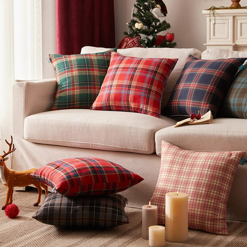 Buffalo Plaid Pillow Covers Cotton Throw Pillows Christmas Buffalo Check Pillow Case for Couch Sofa Cushion Bed Home Decorations