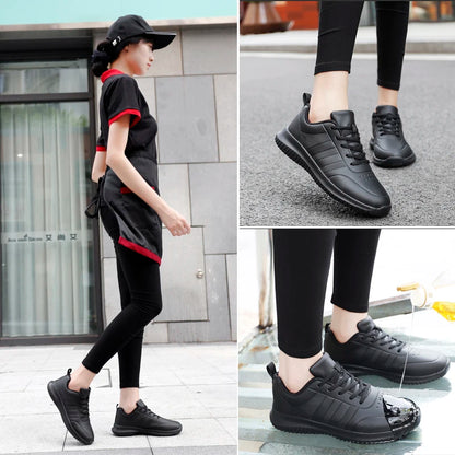 Couple causal Chef Shoes four Season new Lightweight Soft Sole Comfort Oil proof Men and Women's Chef Business Work Leather Shoe