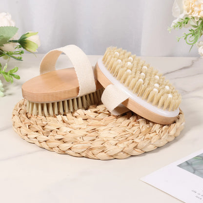 Natural Bristle Body Brush Dry Skin Exfoliating Dead Skin Remover SPA Soft Brush