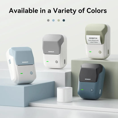 NIIMBOT B1 Portable Thermal Printer With Tapes 2 Inch Adhesive Label Machine Mini Bluetooth Sticker Maker Waterproof Labels Roll