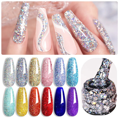 LILYCUTE Glitter Sequins UV Gel Polish – Sparkling Gel Nail Color