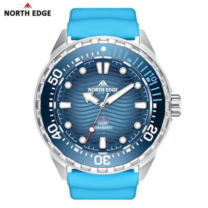 NORTH EDGE TRITON Solar Diving Watch Men 316L Stainless Steel 300M Waterproof