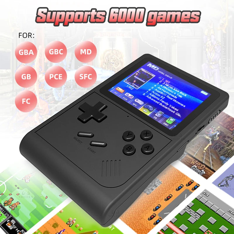 GB300 Portable Handheld Game Player 3.0 inch Screen TV Video Game Console AV Output Retro Game Console Built-in 8G 6000+ Games