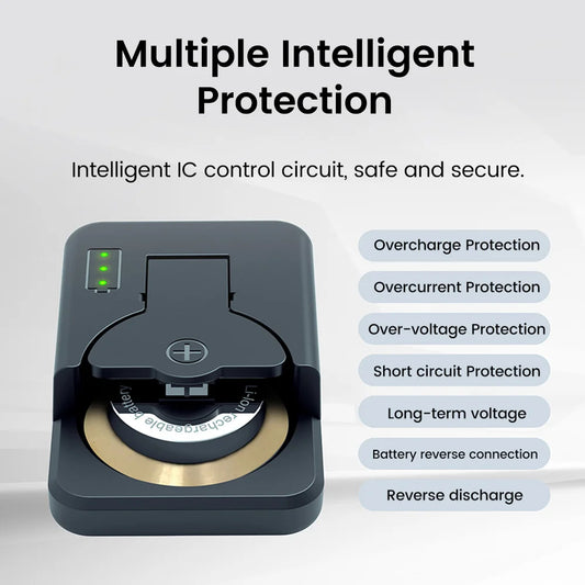 Carregador de bateria tipo botão recarregável tipo C – Solução compacta e de carregamento rápido para células CR2032/LIR2032