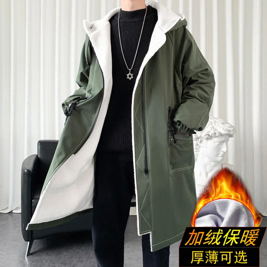 2025 Winter Coat Men Hooded Thick High Quality Trench Coat Men fashion Windbreakers Casual Jackets Hip Hop Streetwear Coat S-3XL