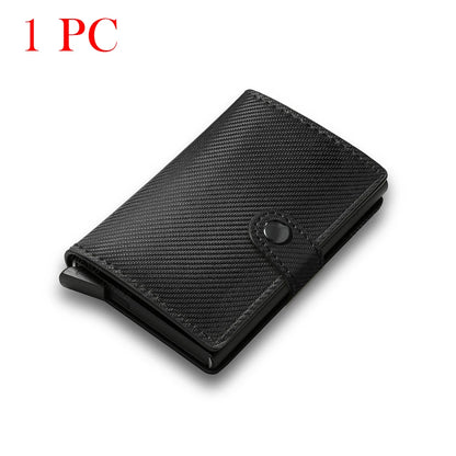 Carbon Fiber Men’s RFID Pop-Up Card Holder Wallet – Slim Metal Minimalist