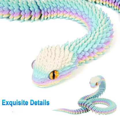 3D Printed Snake Luminous Movable Joint Simulation Snake Figurine Creative Home Office Desktop Decoration New Year Gifts Crafts