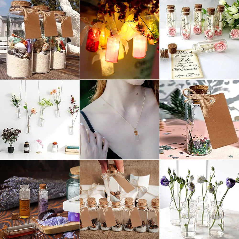 5Pcs Mini Clear Glass Bottles with Cork Stopper Wishing Drifting Bottles for Wedding Favors Party Decor DIY Craft Jars Vials