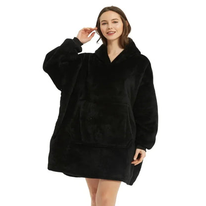 Winter Oversized Hoodie Blanket | Fleece TV Wearable Blanket with Sleeves