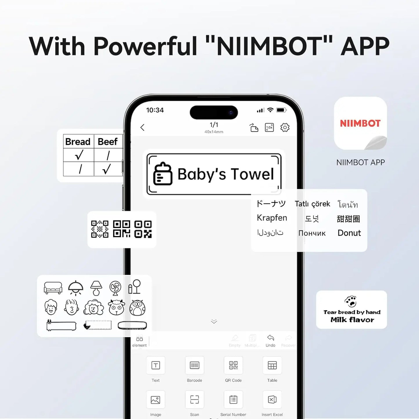NIIMBOT B1 Portable Thermal Printer With Tapes 2 Inch Adhesive Label Machine Mini Bluetooth Sticker Maker Waterproof Labels Roll
