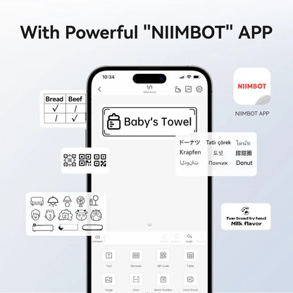 NIIMBOT B1 Portable Thermal Printer With Tapes 2 Inch Adhesive Label Machine Mini Bluetooth Sticker Maker Waterproof Labels Roll