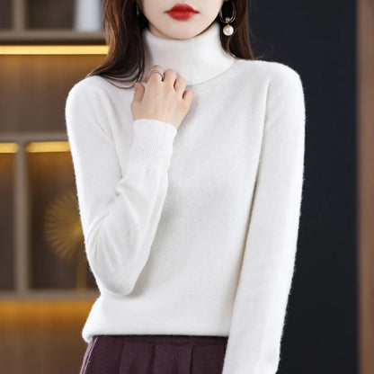 100% Merino Wool Cashmere Sweater Women Knitted Sweater Turtleneck Long Sleeve Pullovers Autumn Winter Clothing Warm Jumper Tops