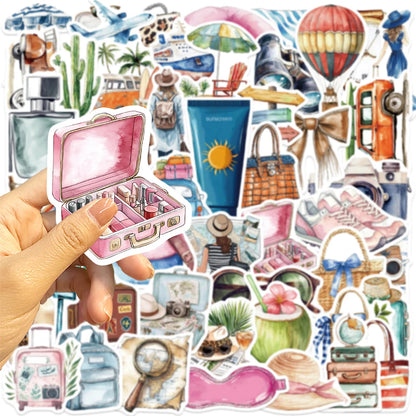 10/30/50/100pcs Retro Art Watercolor Travel Graffiti Stickers Aesthetic Decals Laptop Phone Diary Scrapbook Decoration Sticker