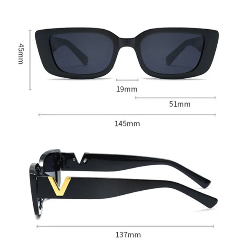 Small V-Shaped Sunglasses Women Square Designer UV400 Fashion Outdoor Eyewear
