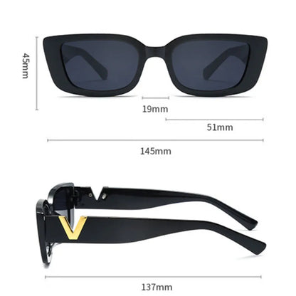 Small V-Shaped Sunglasses Women Square Designer UV400 Fashion Outdoor Eyewear