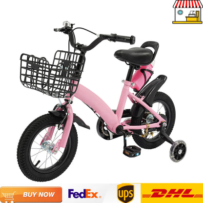 Bicicleta infantil de 30 cm com rodas, suporte para garrafa e cesto | Bicicleta de criança azul/vermelha/rosa para 2 a 5 anos