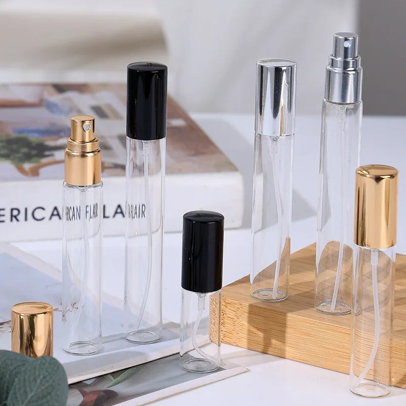 10-5PCS 5ML/10ML/15ML Refillable Portable Glass Perfume Bottle Empty Cosmetics Bottle Sample Test Tube Travel Cosmetic Tool Set