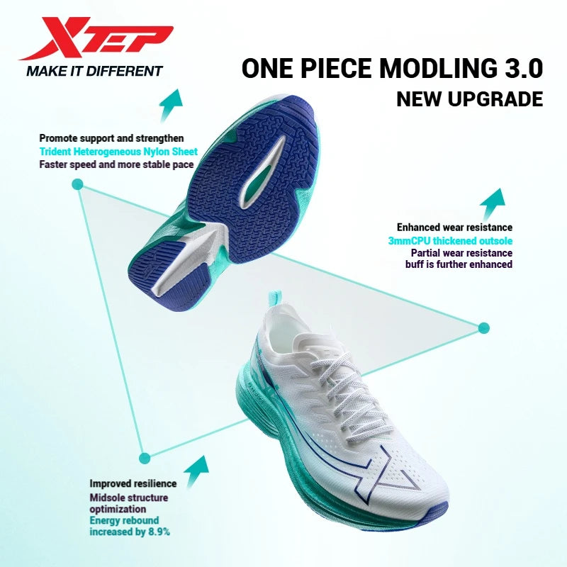Xtep One Piece Model 3.0 Men Running Shoes 2025 Spring Comfortable Stability Cushion Rebound Racing Sneakers 875219110030