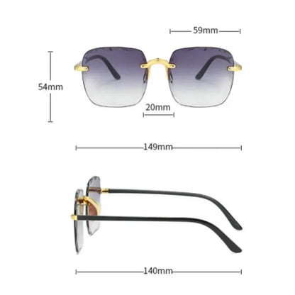 2024 Rimless Women Sunglasses Gradient Lenses Vintage Alloy Legs UV400 Designer Shades