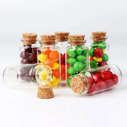 5Pcs Mini Clear Glass Bottles with Cork Stopper Wishing Drifting Bottles for Wedding Favors Party Decor DIY Craft Jars Vials