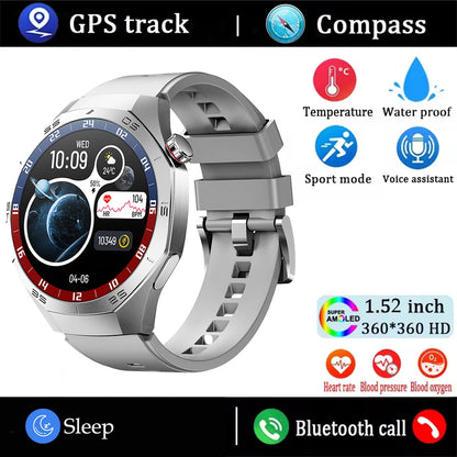 2025 Smart Watch Men AMOLED GPS Heart Rate Bluetooth Calls Waterproof Android iOS