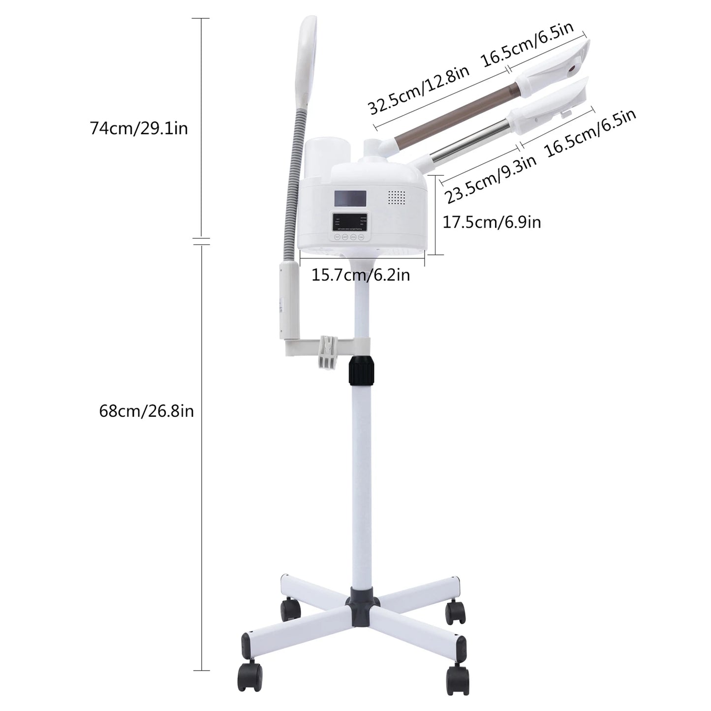 3-in-1 Facial Steamer with Hot & Cold Nozzle, LED Magnifying Lamp SPA Beauty Salon