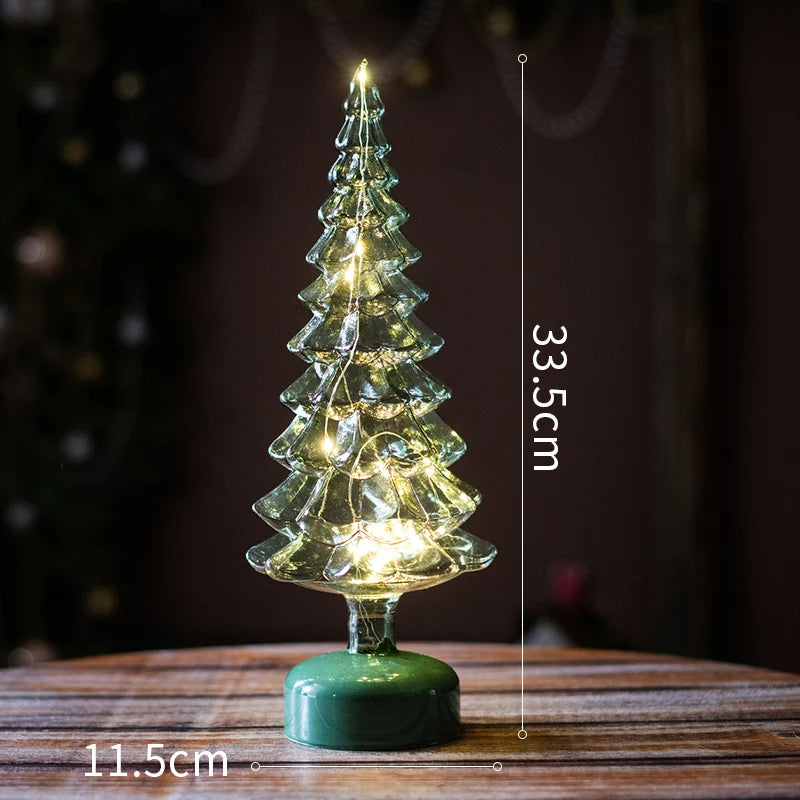 Christmas Tree Glass Night Light for Home Xmas Romantic Holiday Atmosphere Arbol De Navidad Ornaments LED Luminous Decoration