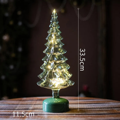 Christmas Tree Glass Night Light for Home Xmas Romantic Holiday Atmosphere Arbol De Navidad Ornaments LED Luminous Decoration