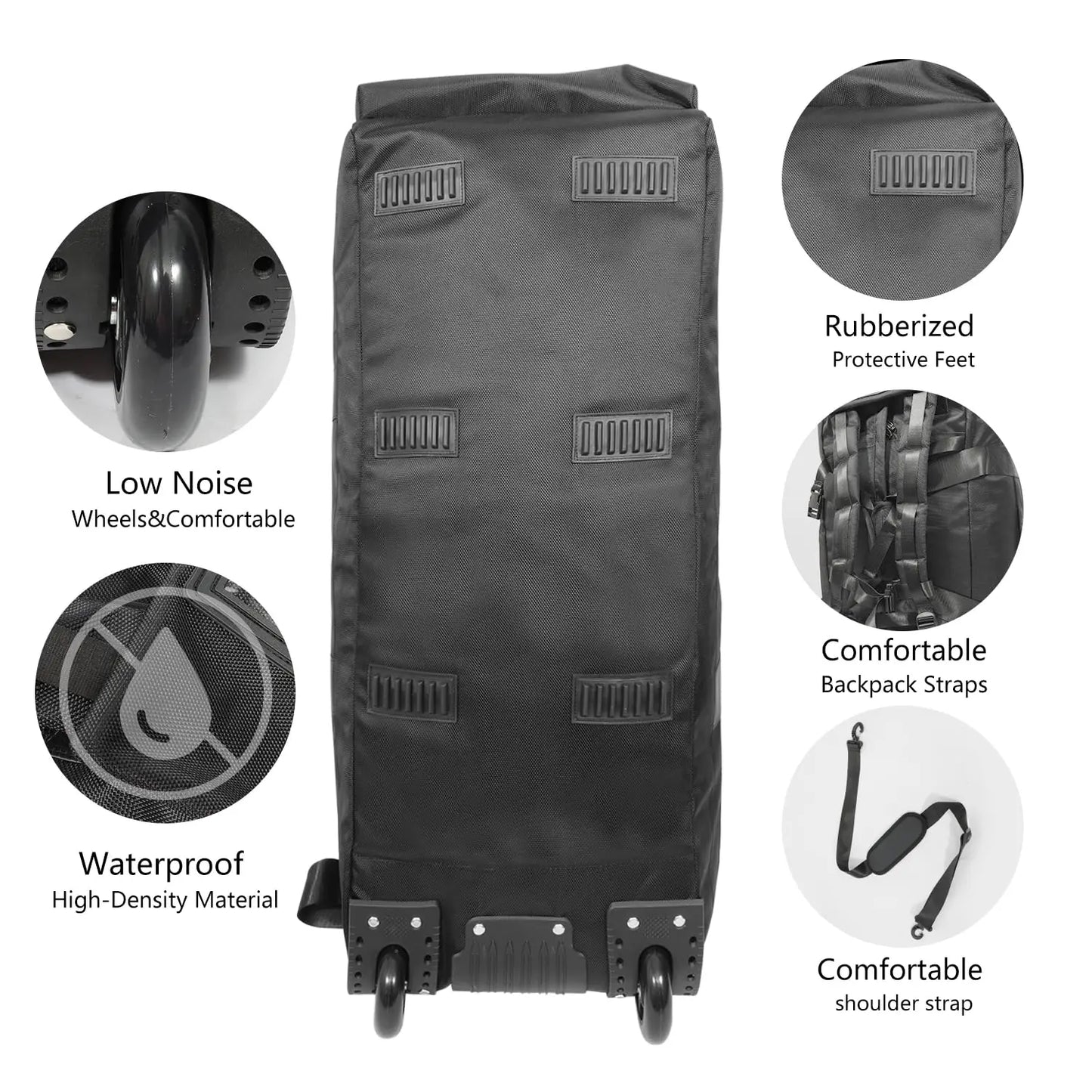 80L Rolling Duffle Bag with Wheels 31" Heavy-Duty Foldable Travel Duffel Bag Water-Resistant Wheeled Luggage with Shoulder Strap