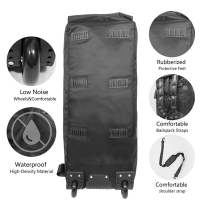 80L Rolling Duffle Bag with Wheels 31" Heavy-Duty Foldable Travel Duffel Bag Water-Resistant Wheeled Luggage with Shoulder Strap