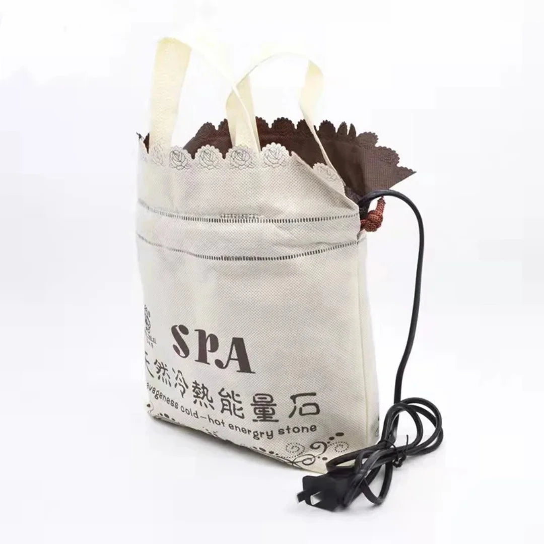 20pcs Hot Stone Massage Set with Heater Box Lava Basalt Round Spa Stress Relief Kit