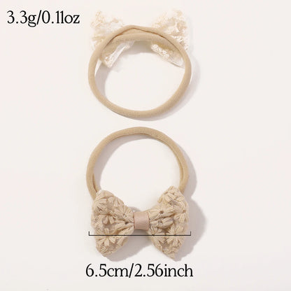 4pcs Baby Girls Embroidered Lace Bows Headband Set Newborn Floral Elastic Hairband Bow Headwear Kids Hair Accessories