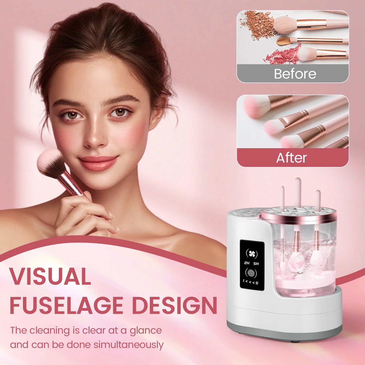 3 IN 1 Electric Makeup Brush Cleaner Machine With Makeup Brush Dryer-Holder-Portable Automatic USB Cosmetic Brushes Cleaner Tool