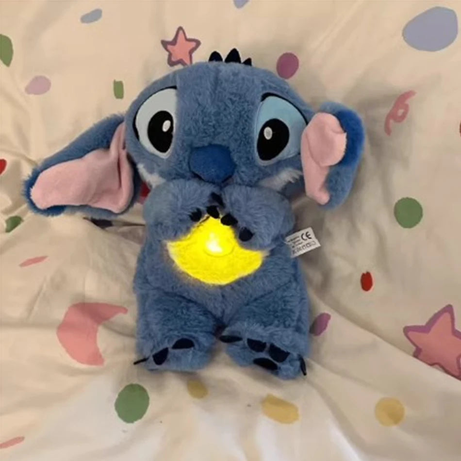 Pink/Blue Stitch Plush Doll - Breathing Light & Music, Cute Anime Soothe Toy for Babies/Kids, Ideal Christmas/Birthday Gift