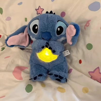 Pink/Blue Stitch Plush Doll - Breathing Light & Music, Cute Anime Soothe Toy for Babies/Kids, Ideal Christmas/Birthday Gift