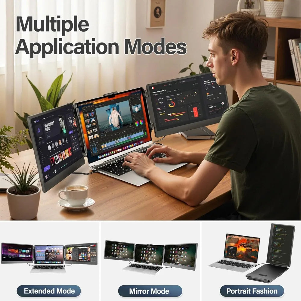 Laptop Screen Extender, FHD 1080P IPS Ultra-Thin Dual/Triple Monitor Display, HDMI/USB-C Plug-Play Portable Monitor for Laptop