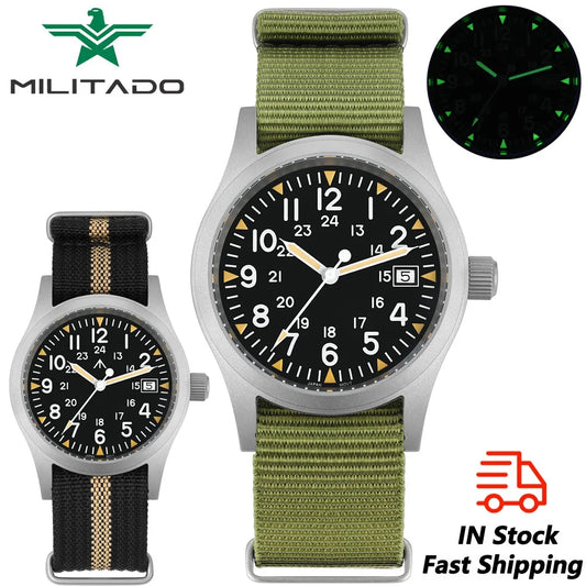 Militado ML05 38MM Vintage Quartz Watch Sapphire Luminous Domed AR Coating
