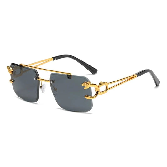 Frameless Square Double Bridge Sunglasses Men Women UV400 Retro Fashion Shades